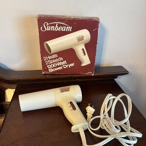2 Speed, Sunbeam 1200W Blower /  Dryer & Original Box 52529 Vintage